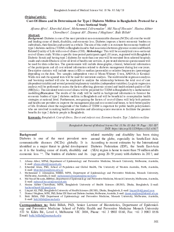 (PDF) Cost-of-illness and its determinants for type 2 diabetes mellitus ...
