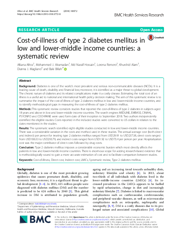 (PDF) Cost-of-illness of type 2 diabetes mellitus in low and lower ...