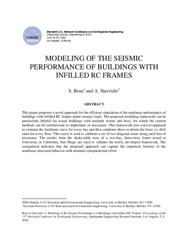 (PDF) Modeling of the Seismic Performance of Buildings with Infilled RC ...
