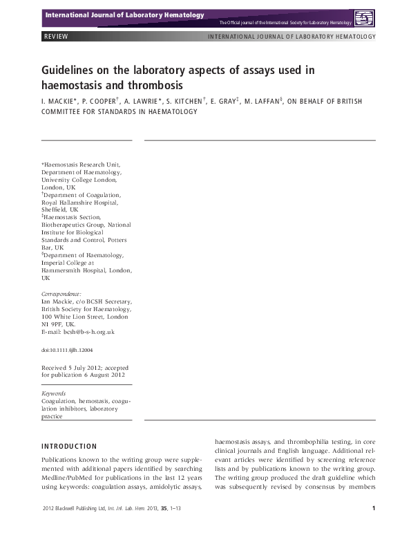 (PDF) Guidelines on the laboratory aspects of assays used in ...