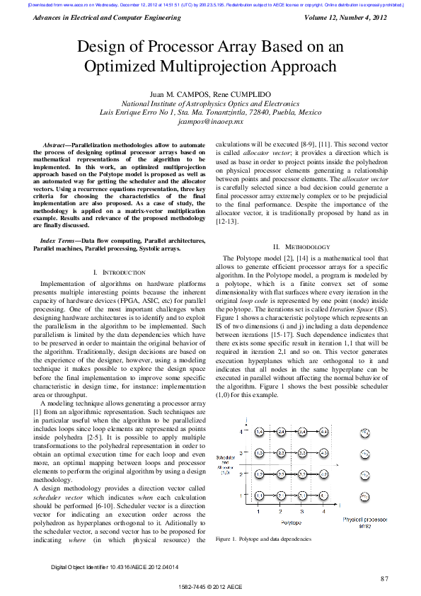 (PDF) Design of Processor Array Based on an Optimized Multiprojection ...