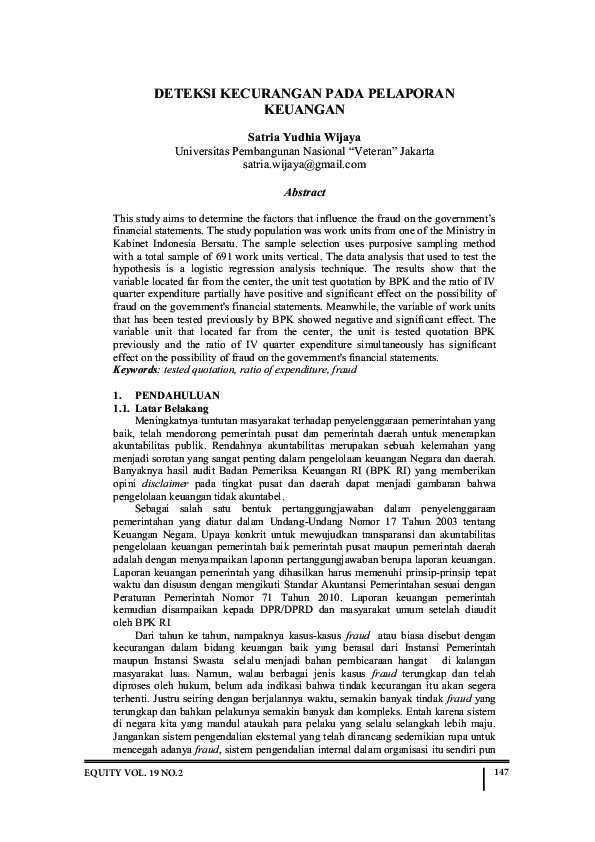 Deteksi penyimpangan keuangan melalui reviu semesteran