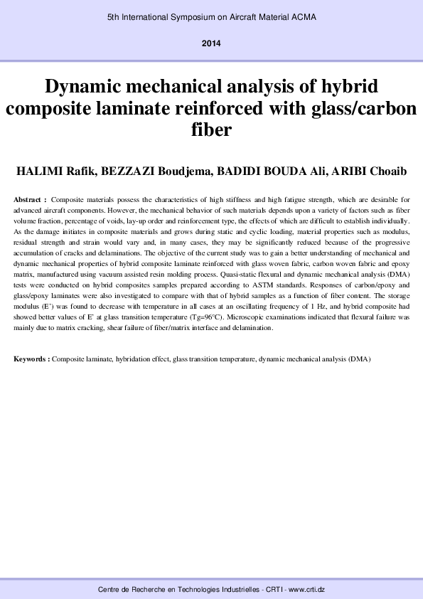 (PDF) Dynamic mechanical analysis of hybrid composite laminate ...