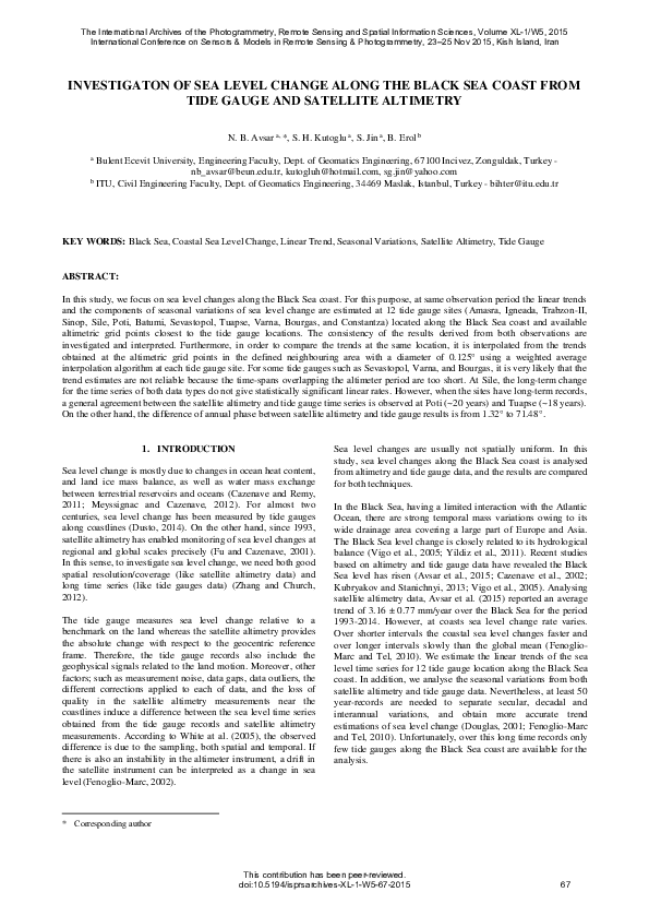 (PDF) Investigaton of Sea Level Change Along the Black Sea Coast from ...