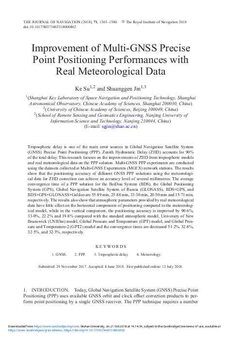 (PDF) Improvement of Multi-GNSS Precise Point Positioning Performances ...