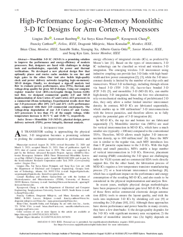 (PDF) High-Performance Logic-on-Memory Monolithic 3-D IC Designs for ...