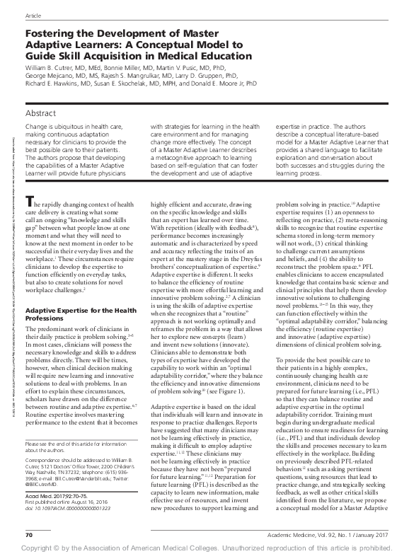 (PDF) Fostering the Development of Master Adaptive Learners: A ...