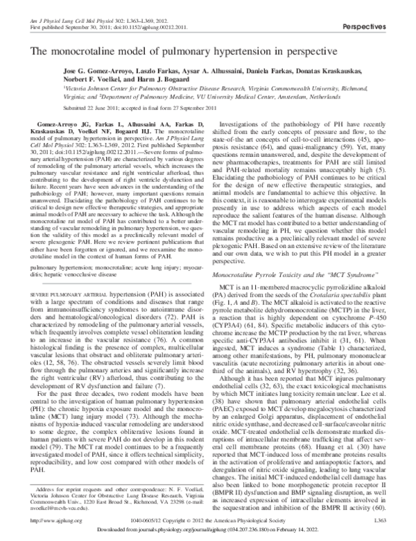(PDF) The monocrotaline model of pulmonary hypertension in perspective