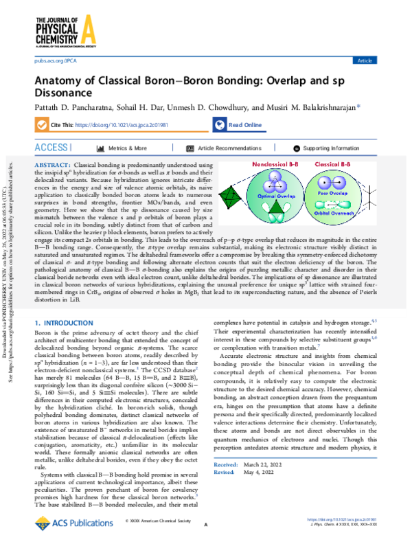 (PDF) Anatomy of Classical Boron–Boron Bonding: Overlap and sp Dissonance