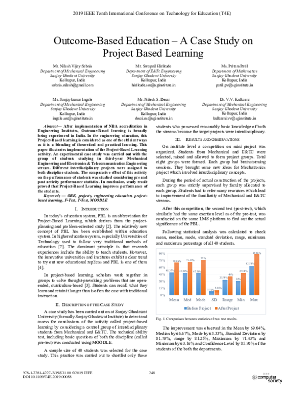 (PDF) Outcome-Based Education — A Case Study on Project Based Learning