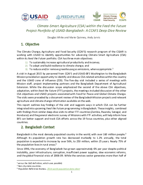 (PDF) Climate-Smart Agriculture (CSA) within the Feed the Future ...
