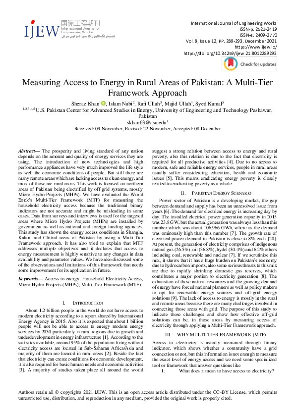 (PDF) Measuring Access to Energy in Rural Areas of Pakistan: A Multi ...