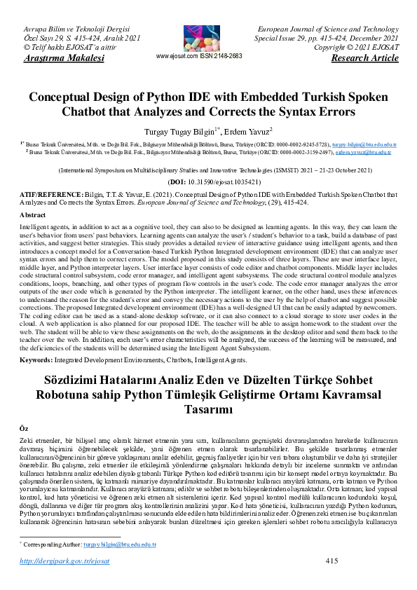 (PDF) Conceptual Design of Python IDE with Embedded Turkish Spoken ...