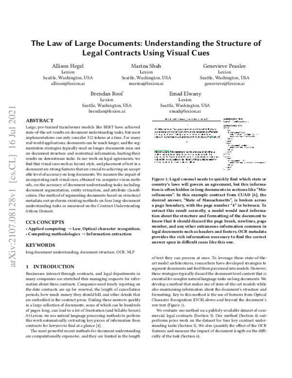 (PDF) The Law of Large Documents: Understanding the Structure of Legal ...