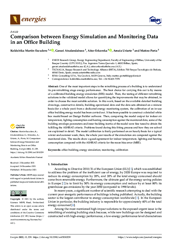 (PDF) Comparison between Energy Simulation and Monitoring Data in an ...