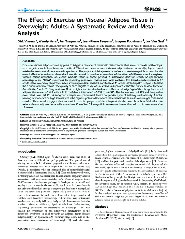 (PDF) The Effect of Exercise on Visceral Adipose Tissue in Overweight ...