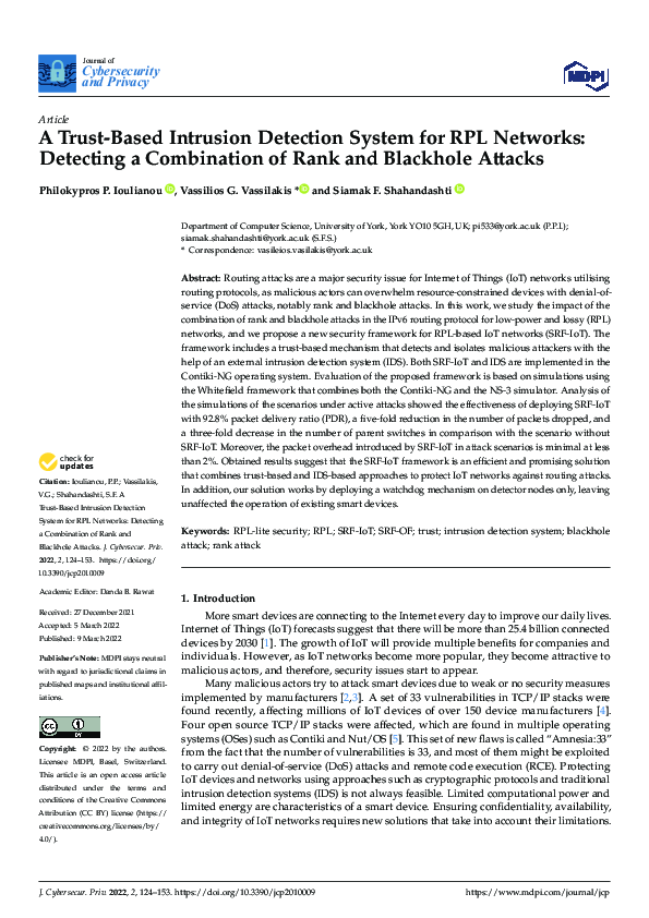 (PDF) A Trust-Based Intrusion Detection System for RPL Networks ...