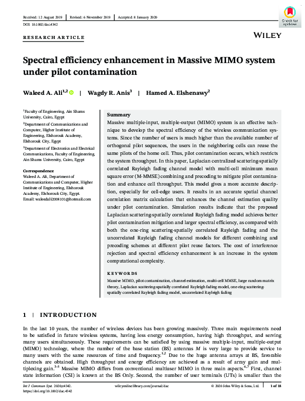 (PDF) Spectral efficiency enhancement in Massive MIMO system under ...