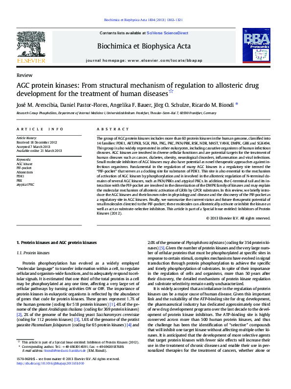 (PDF) AGC protein kinases: From structural mechanism of regulation to ...