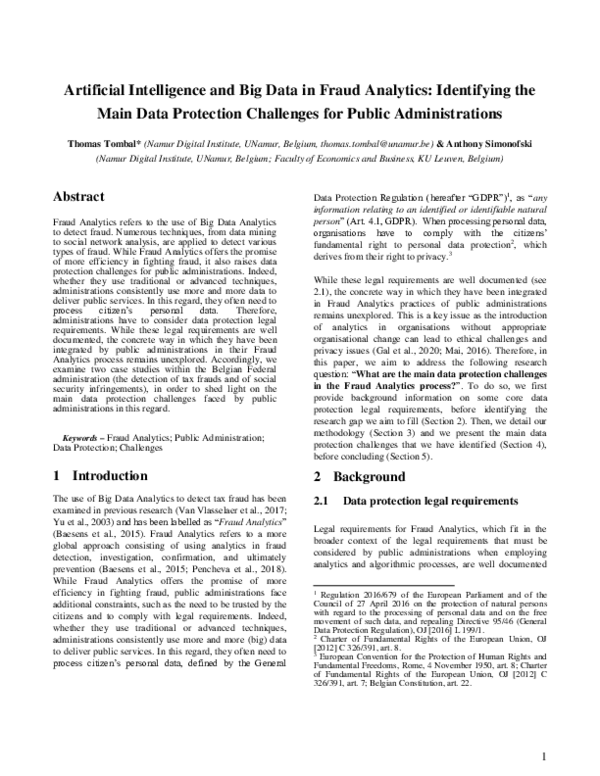 (PDF) Artificial Intelligence and Big Data in Fraud Analytics ...