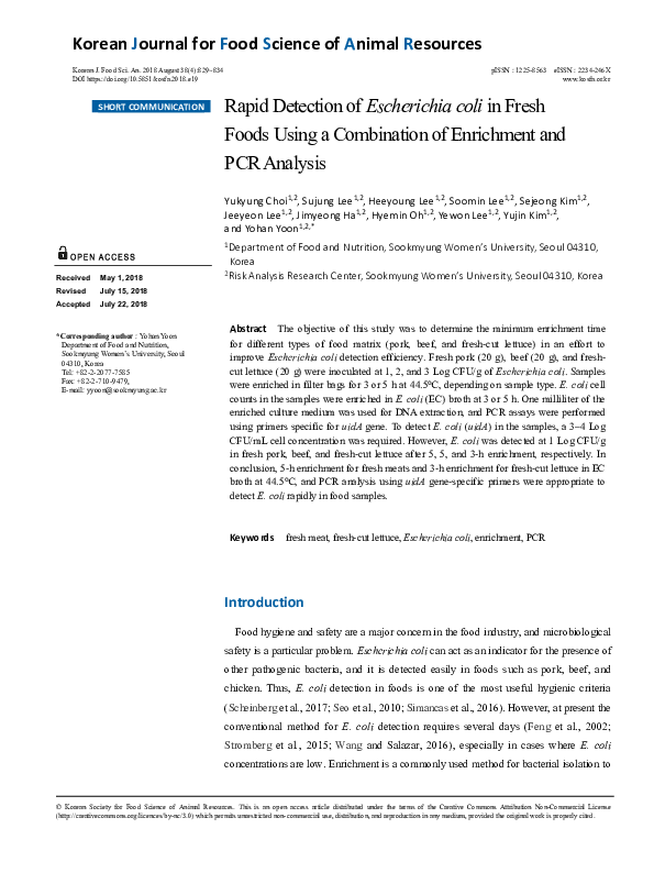 (PDF) Multiplex PCR for detection of Escherichia coli O157:H7 in foods
