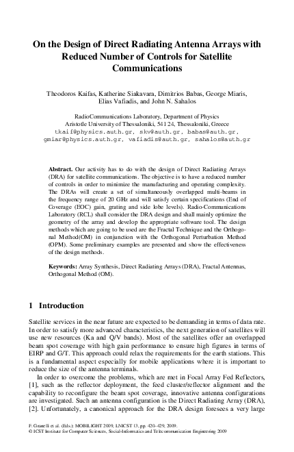 (PDF) On the Design of Direct Radiating Antenna Arrays with Reduced ...