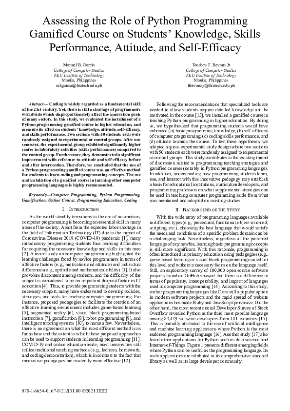 (PDF) Assessing the Role of Python Programming Gamified Course on ...