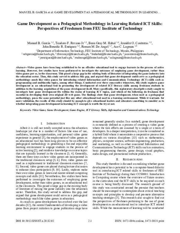 (PDF) Game Development as a Pedagogical Methodology in Learning Related ...