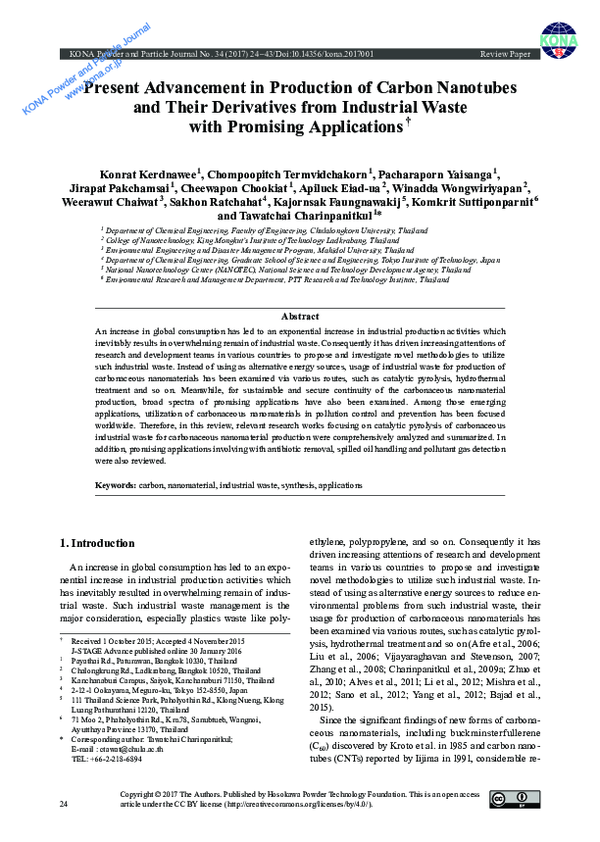 (PDF) Present Advancement in Production of Carbon Nanotubes and Their ...