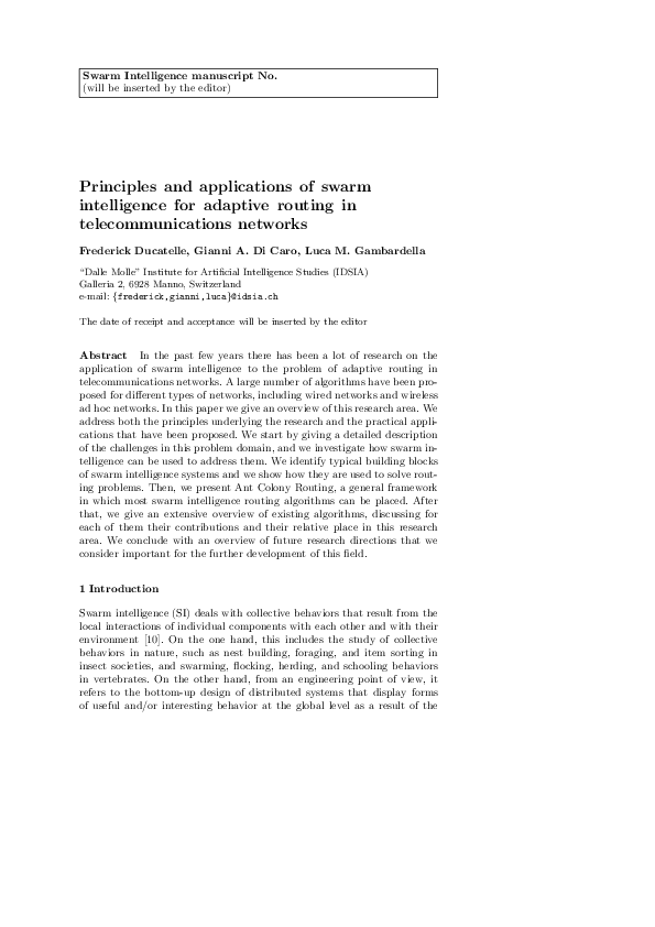 (PDF) Principles and applications of swarm intelligence for adaptive ...