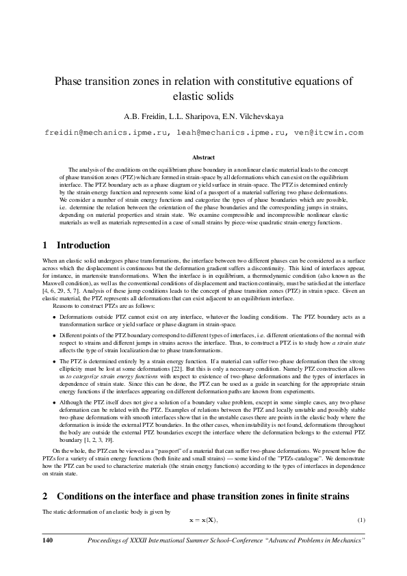 (PDF) Phase transition zones in relation with constitutive equations of ...