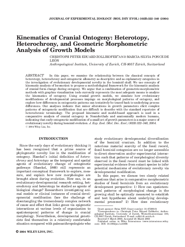 (PDF) Kinematics of cranial ontogeny: Heterotopy, heterochrony, and ...
