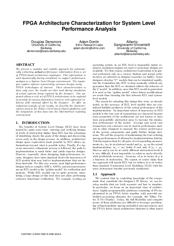 (PDF) FPGA Architecture Characterization for System Level Performance ...
