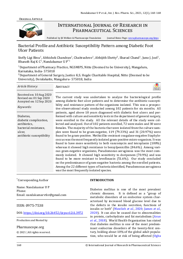 (PDF) Bacterial Profile and Antibiotic Susceptibility Pattern among ...