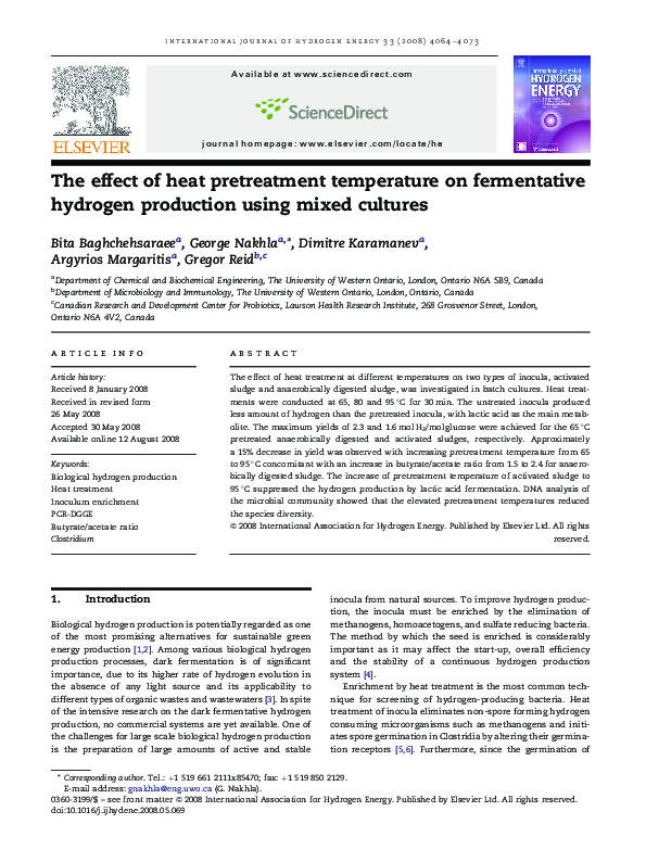 (PDF) The effect of heat pretreatment temperature on fermentative ...