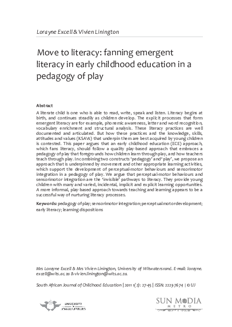 (PDF) Move to literacy: fanning emergent literacy in early childhood ...
