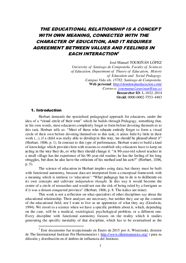 (PDF) The educational relationship is a concept with own meaning ...