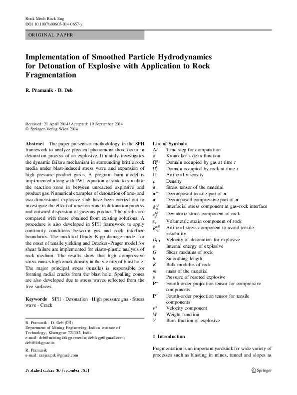 (PDF) An Implementation of the Smoothed Particle Hydrodynamics for ...