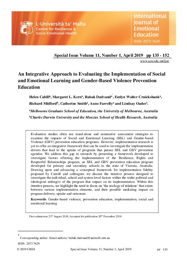 (PDF) An Integrative Approach to Evaluating the Implementation of ...