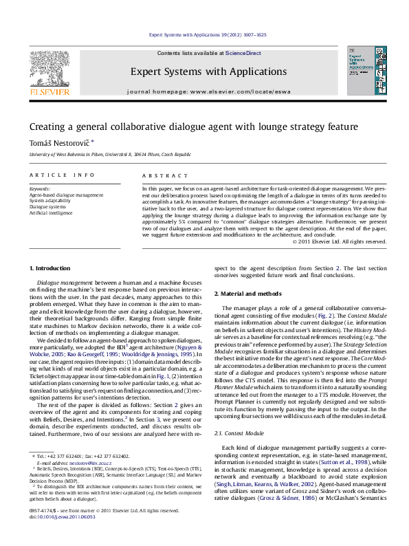 (PDF) Creating a general collaborative dialogue agent with lounge ...