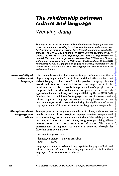 (PDF) The relationship between culture and language
