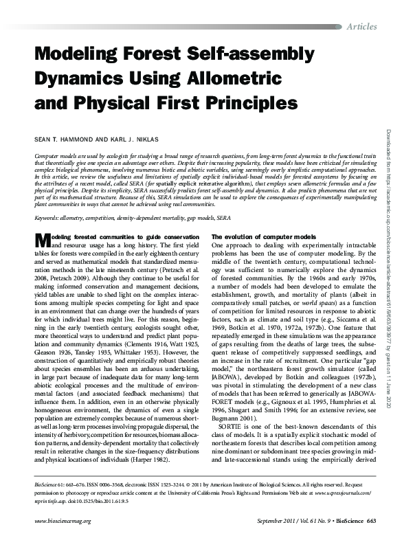 (PDF) Modeling Forest Self-assembly Dynamics Using Allometric and ...
