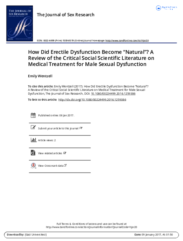 (PDF) How Did Erectile Dysfunction Become "Natural"? A Review of the ...