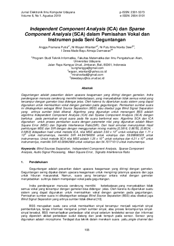 (PDF) Independent Component Analysis (Ica) Dan Sparse Component ...