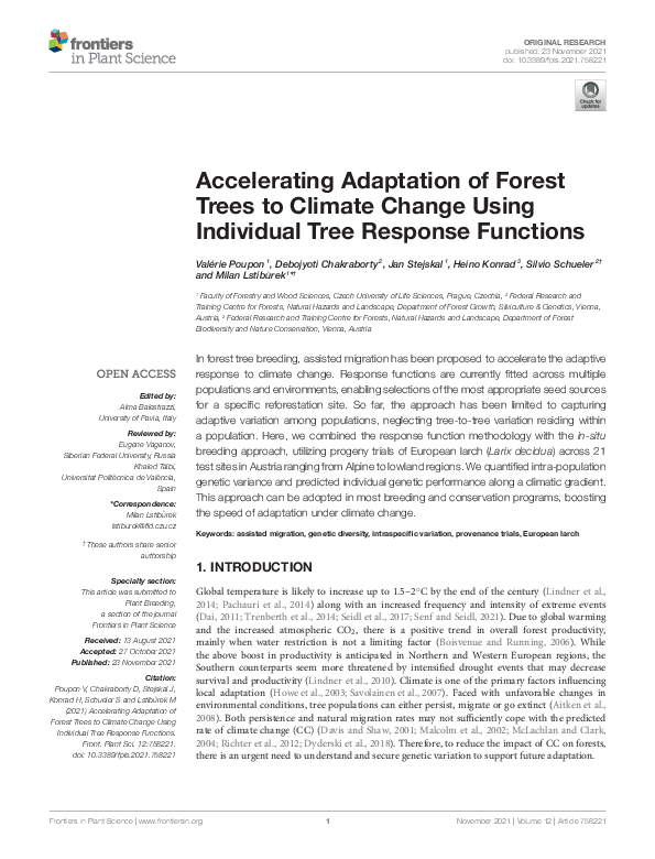 (PDF) Accelerating Adaptation of Forest Trees to Climate Change Using ...
