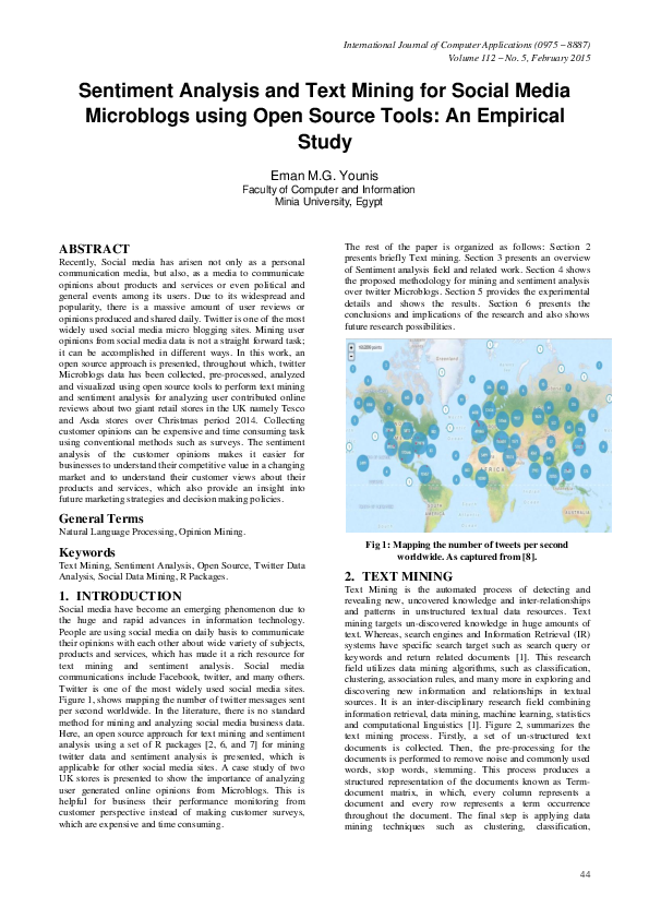 (PDF) Sentiment Analysis and Text Mining for Social Media Microblogs ...