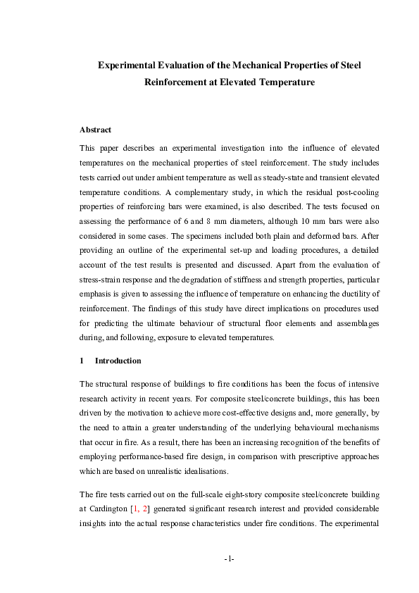 (PDF) Experimental evaluation of the mechanical properties of steel ...