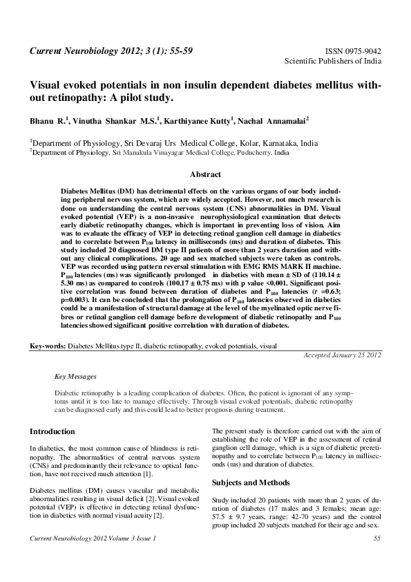 (PDF) Visual evoked potentials in non insulin dependent diabetes ...