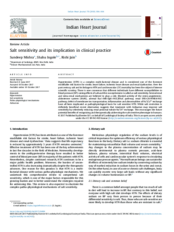 (PDF) Salt sensitivity and its implication in clinical practice