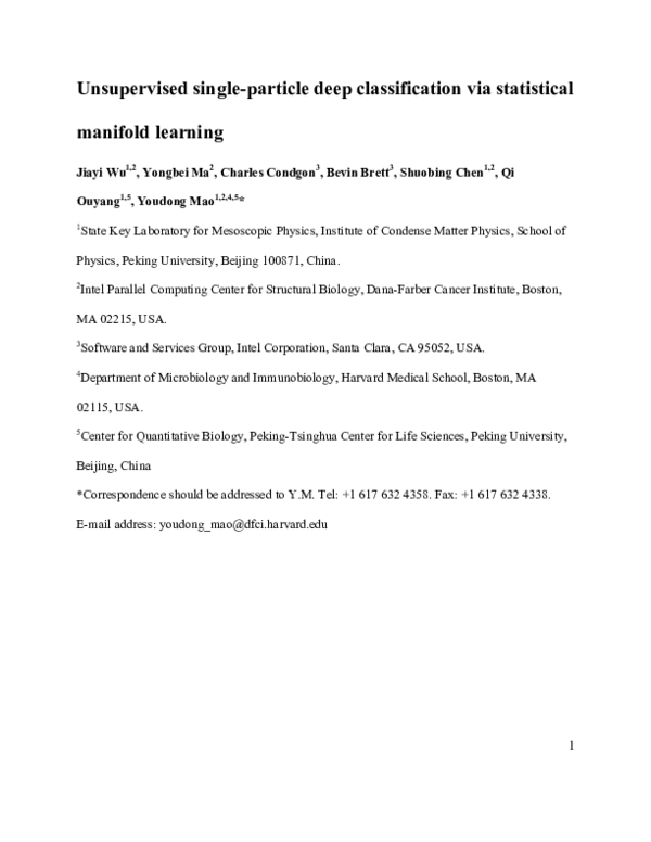 (PDF) Unsupervised singleparticle deep classification via statistical